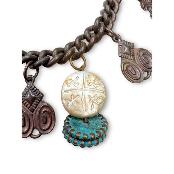 Kate Hines Chunky 80s Copper Charm Bracelet - Picture 3 of 9